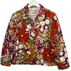 Coldwater Creek Women’s Large Floral Cotton Shirt Jacket Multicolor